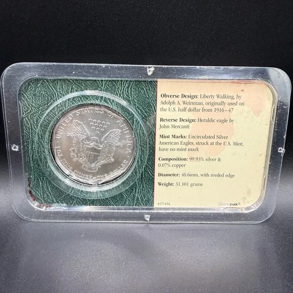 2002 Silver American Eagle Coin Littleton Holder Uncirculated 1oz .999 Collect - Picture 2 of 3